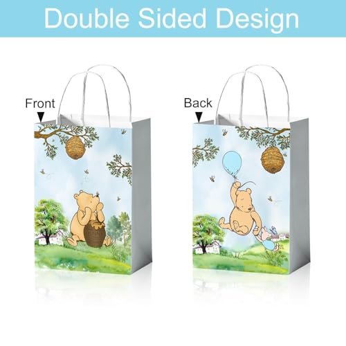 Reyoust 24 PCS Classic Pooh Bear Party Bags for Baby Shower Treat Bags Paper Goody Candy Bags for Boy Birthday Party Supplies and Decor - Image 4