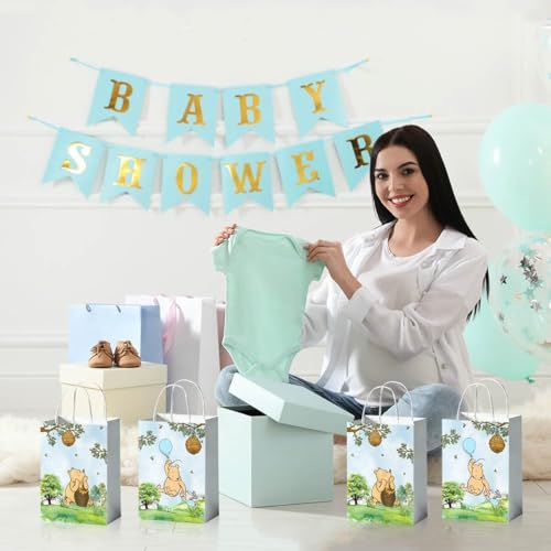 Reyoust 24 PCS Classic Pooh Bear Party Bags for Baby Shower Treat Bags Paper Goody Candy Bags for Boy Birthday Party Supplies and Decor - Image 5