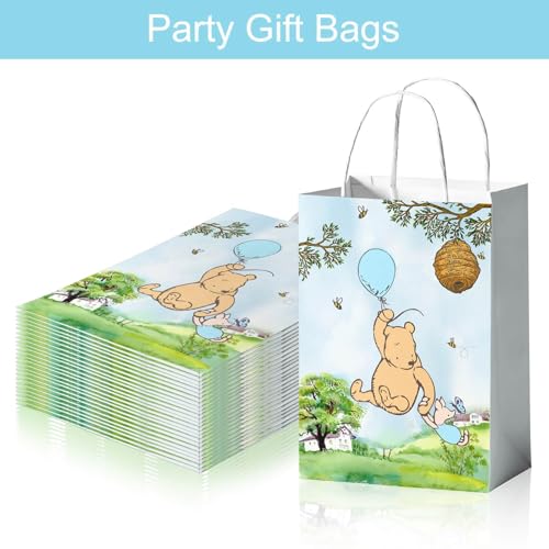 Reyoust 24 PCS Classic Pooh Bear Party Bags for Baby Shower Treat Bags Paper Goody Candy Bags for Boy Birthday Party Supplies and Decor - Image 2