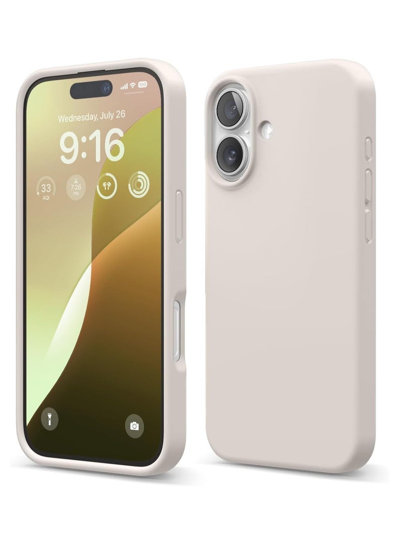 أكاليكس جراب سيليكون متوافق مع iPhone 16، سيليكون سائل رفيع، طبقات من المطاط الهلامي الناعم المقاوم للصدمات، غطاء حماية للهاتف مع بطانة من مادة TPU (حجري) - Image 1