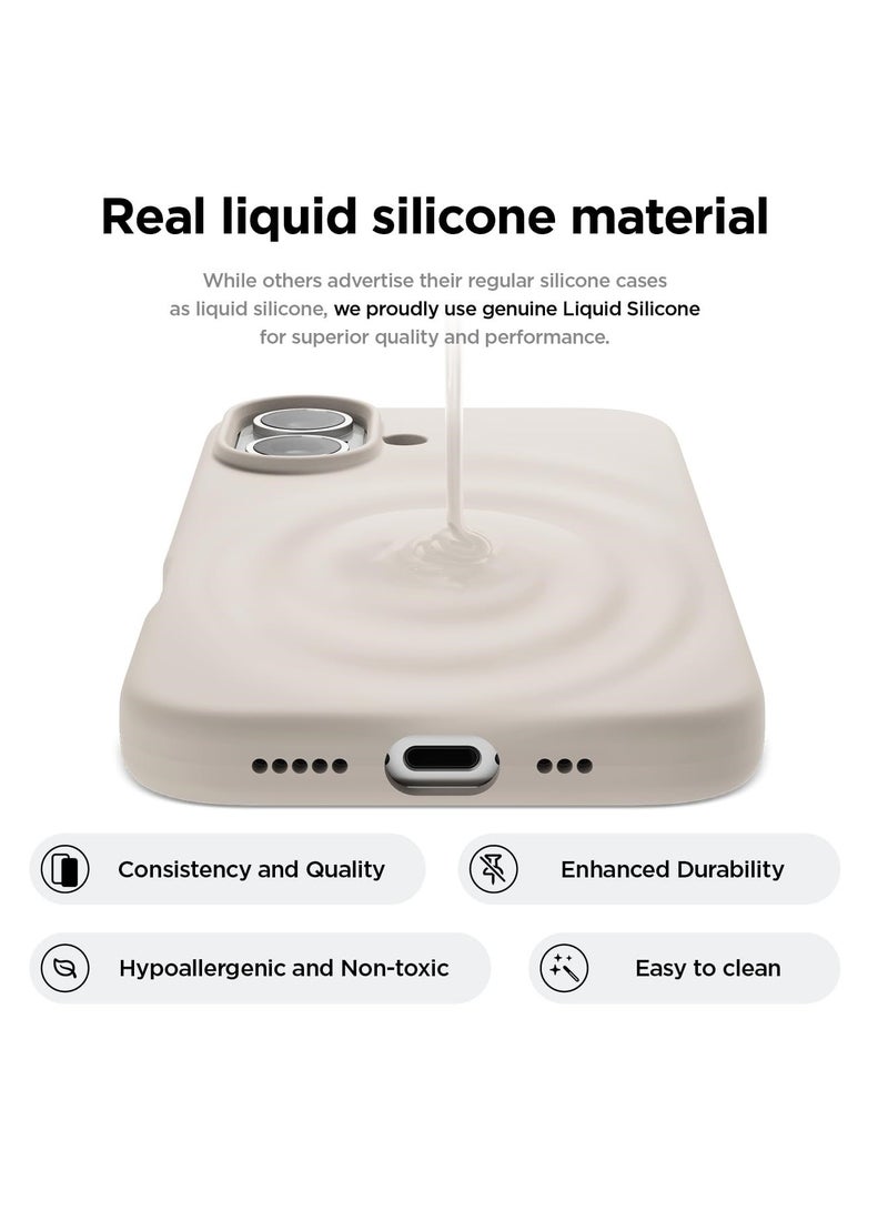 أكاليكس جراب سيليكون متوافق مع iPhone 16، سيليكون سائل رفيع، طبقات من المطاط الهلامي الناعم المقاوم للصدمات، غطاء حماية للهاتف مع بطانة من مادة TPU (حجري) - Image 3