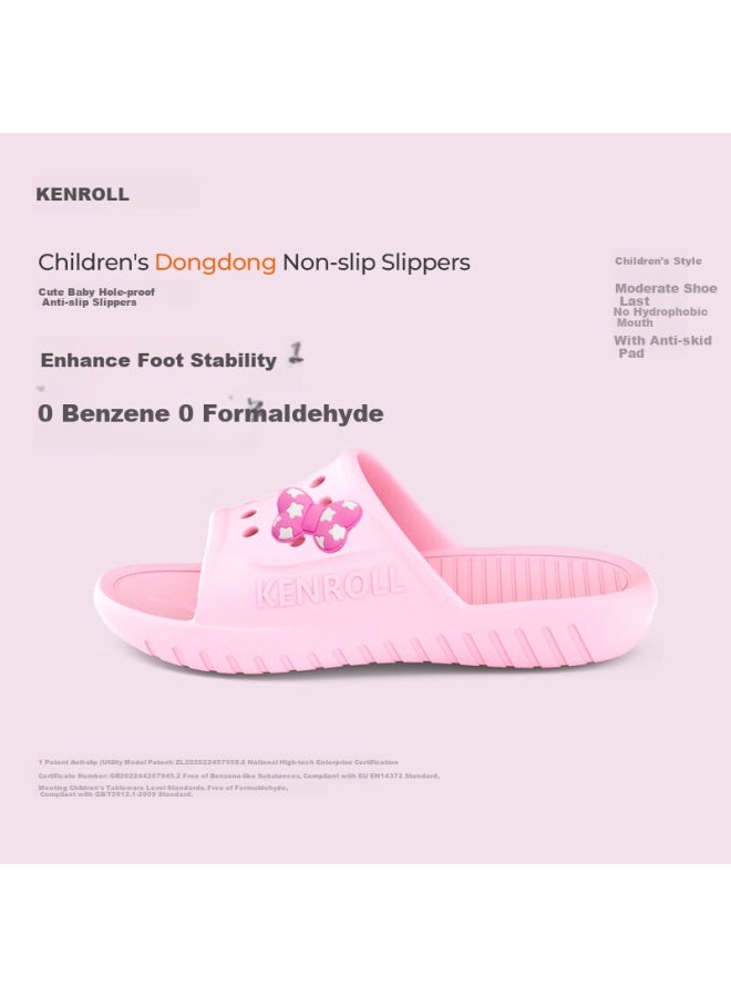 Kenroll Kids Bathroom Anti-slip Slippers Summer Indoor Outdoor Shower Home Slides Cherry Blossom Pink 29/30 - Image 1