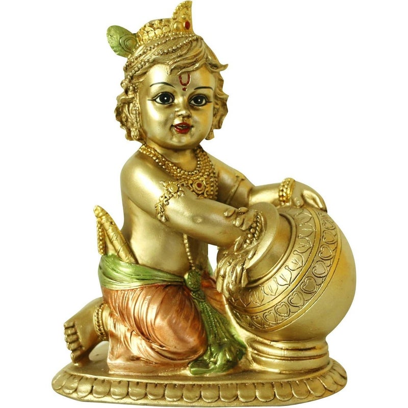 alikiki تمثال الإله الهندوسي بيبي كريشنا - تماثيل هندية صغيرة لكريشنا للمنزل، معبد ماندر، بوجا - الهند، تمثال بوذا مورتي، هدايا دينية - Image 1