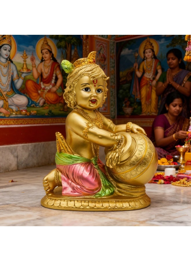 alikiki تمثال الإله الهندوسي بيبي كريشنا - تماثيل هندية صغيرة لكريشنا للمنزل، معبد ماندر، بوجا - الهند، تمثال بوذا مورتي، هدايا دينية - Image 4