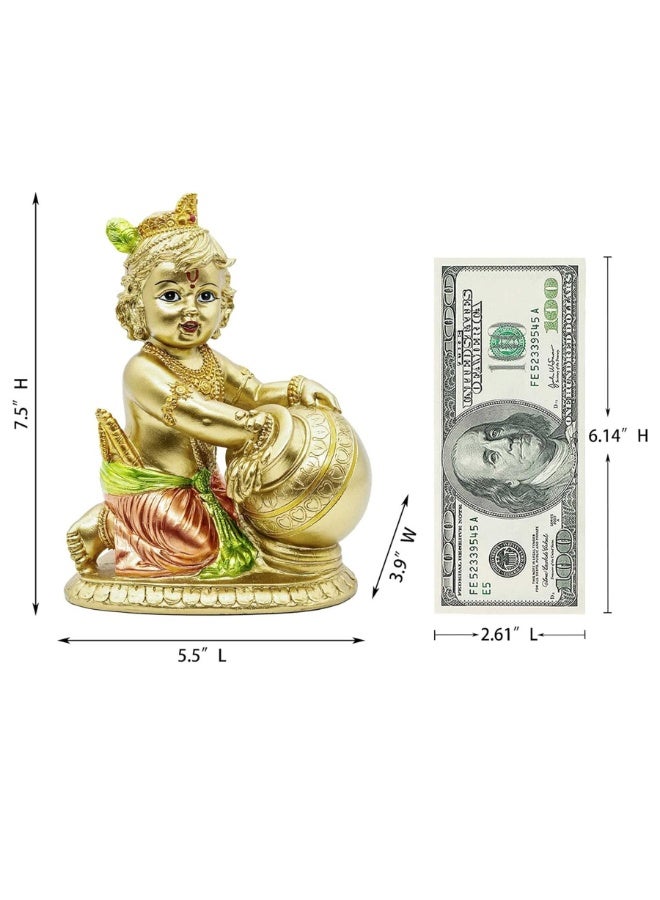 alikiki تمثال الإله الهندوسي بيبي كريشنا - تماثيل هندية صغيرة لكريشنا للمنزل، معبد ماندر، بوجا - الهند، تمثال بوذا مورتي، هدايا دينية - Image 5