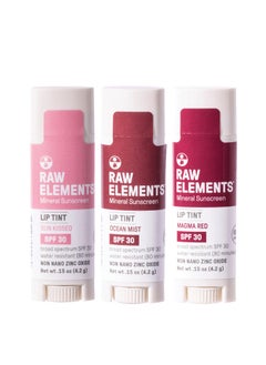 raw elements Raw Elements Tinted Lip Sun Kissed, Ocean Mist, Magma Red SPF 30 .15 oz Sunrise Pack 