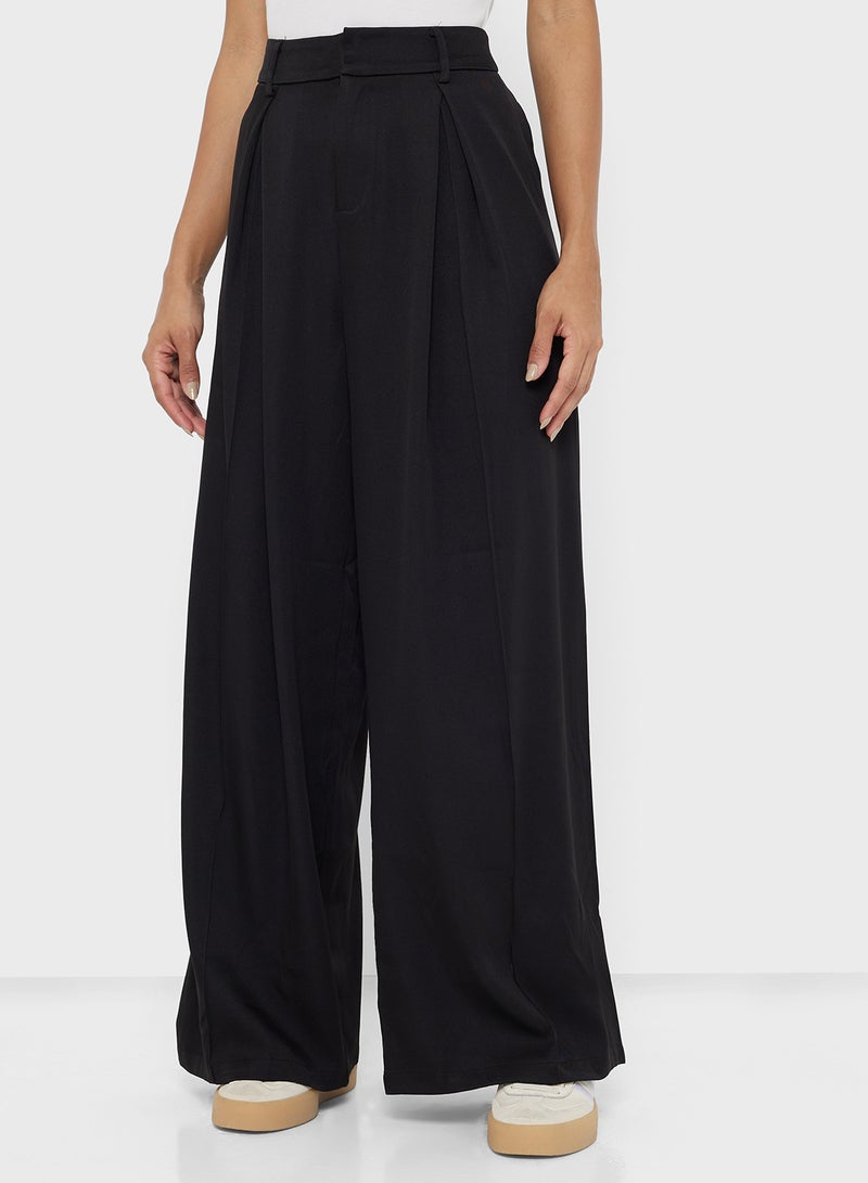 جينجر بنطلون واسع الساق بتفاصيل ثنيات - Image 1