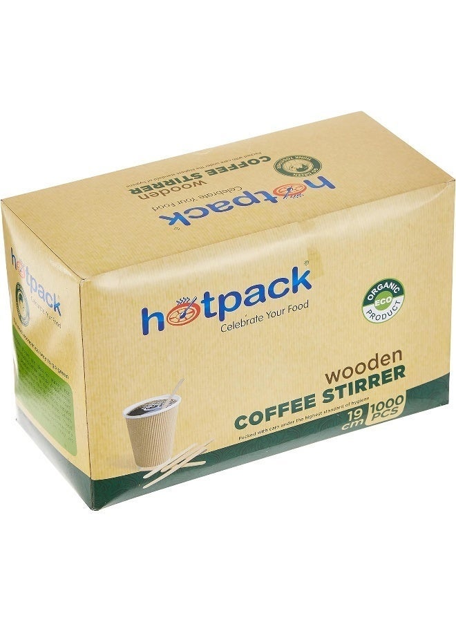 Hotpack Disposable Wooden Coffee Stirrers, 14cm, Pack of 1000 Pieces, Biodegradable - Image 2