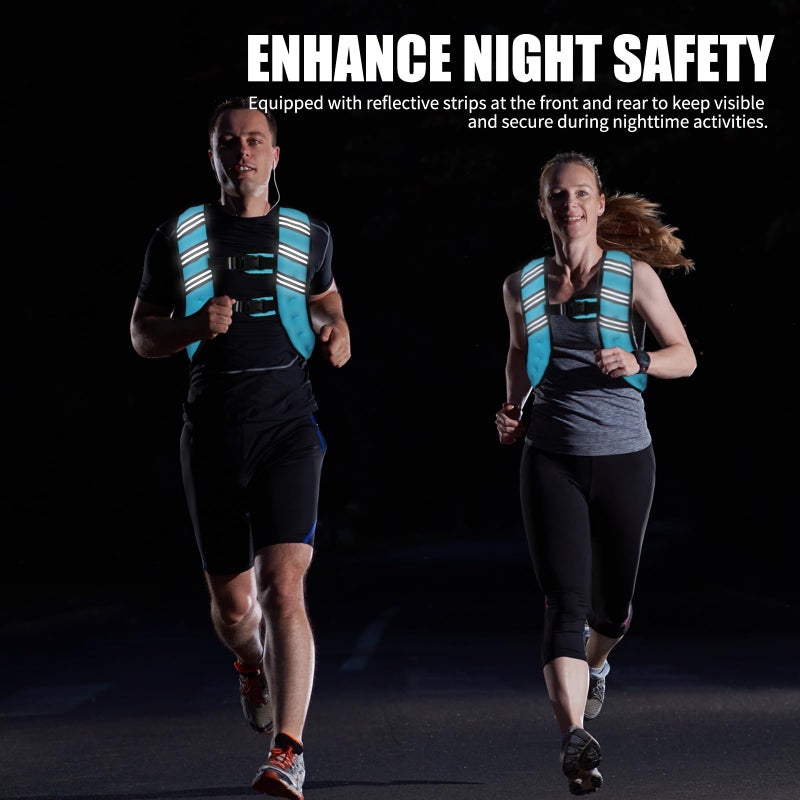 Top tasta Weighted Vest for Women Men, 6lb/8lb/12lb/16lb/20lb/25lb/30lb Adjustable Weight Vest with Reflective Stripes for Workout, Strength Training, Running, Fitness, Muscle Building, Weight Loss, Rucking Vest With Phone Pouch(Blue, 12lb) - Image 4