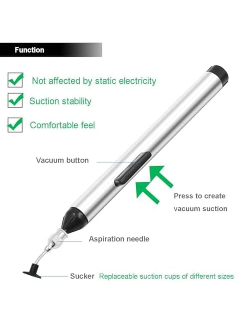 Barakah Vacuum Suction Pen IC Puller Tool Set, Manual Chip Remover with Suction Cups and Tips, Ideal for QFP, TSOP, TSSOP IC Chip Removal, Circuit Board Soldering Tools (2-Piece,Black) - Image 3