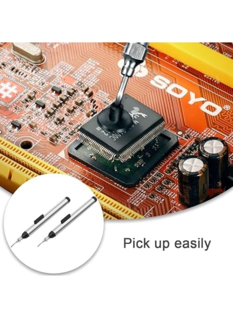 Barakah Vacuum Suction Pen IC Puller Tool Set, Manual Chip Remover with Suction Cups and Tips, Ideal for QFP, TSOP, TSSOP IC Chip Removal, Circuit Board Soldering Tools (2-Piece,Black) - Image 2