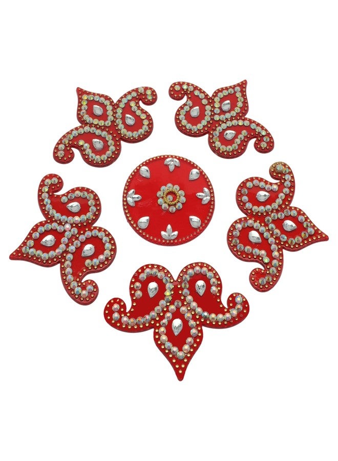 أديتري_كرييشن رانجولي أرضية مزخرفة، قابلة لإعادة الاستخدام، مصنوعة من الأكريليك، صغيرة الحجم، مناسبة للمهرجانات الهندية التقليدية مثل لاكشمي بوجان ورأس السنة الجديدة، ديكور منزلي للأرضيات الداخلية، وهدية تذكارية (الحجم: 8 بوصات، اللون: أحمر). - Image 1