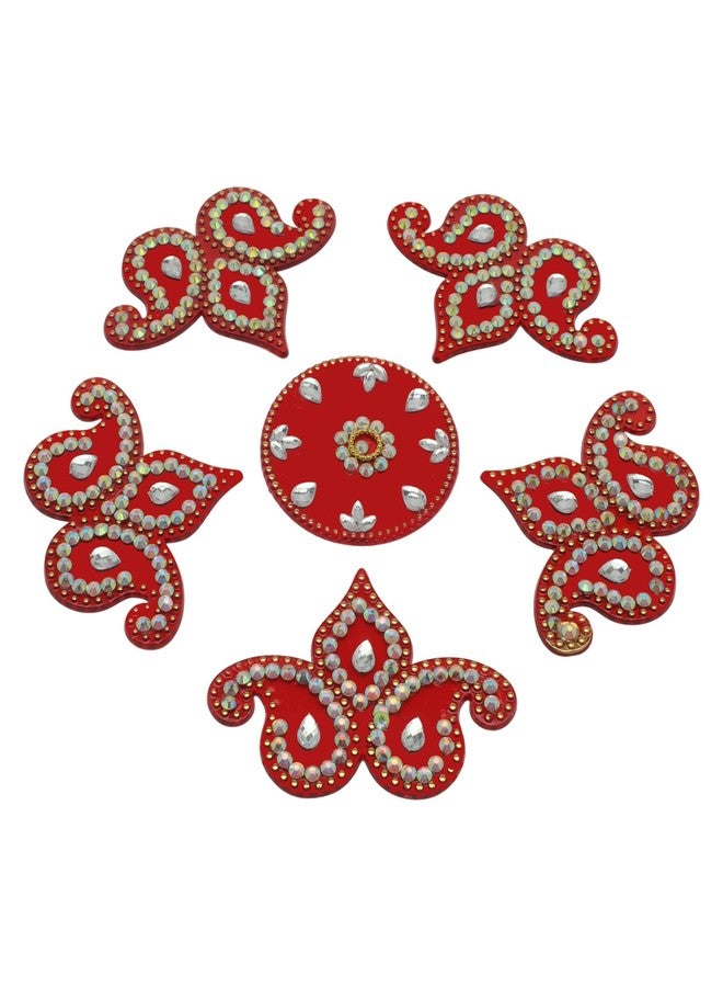 أديتري_كرييشن رانجولي أرضية مزخرفة، قابلة لإعادة الاستخدام، مصنوعة من الأكريليك، صغيرة الحجم، مناسبة للمهرجانات الهندية التقليدية مثل لاكشمي بوجان ورأس السنة الجديدة، ديكور منزلي للأرضيات الداخلية، وهدية تذكارية (الحجم: 8 بوصات، اللون: أحمر). - Image 2