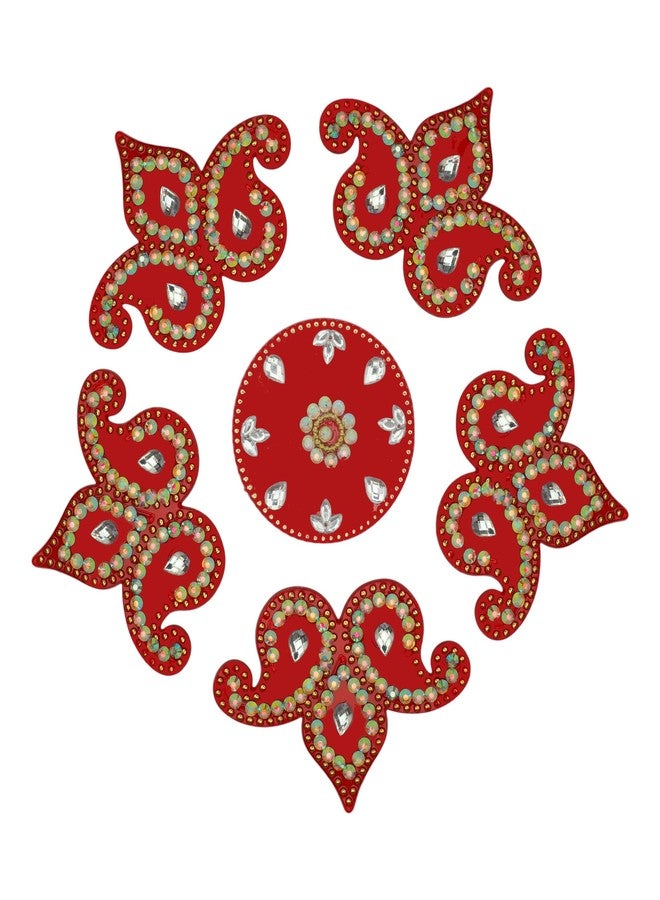 أديتري_كرييشن رانجولي أرضية مزخرفة، قابلة لإعادة الاستخدام، مصنوعة من الأكريليك، صغيرة الحجم، مناسبة للمهرجانات الهندية التقليدية مثل لاكشمي بوجان ورأس السنة الجديدة، ديكور منزلي للأرضيات الداخلية، وهدية تذكارية (الحجم: 8 بوصات، اللون: أحمر). - Image 3