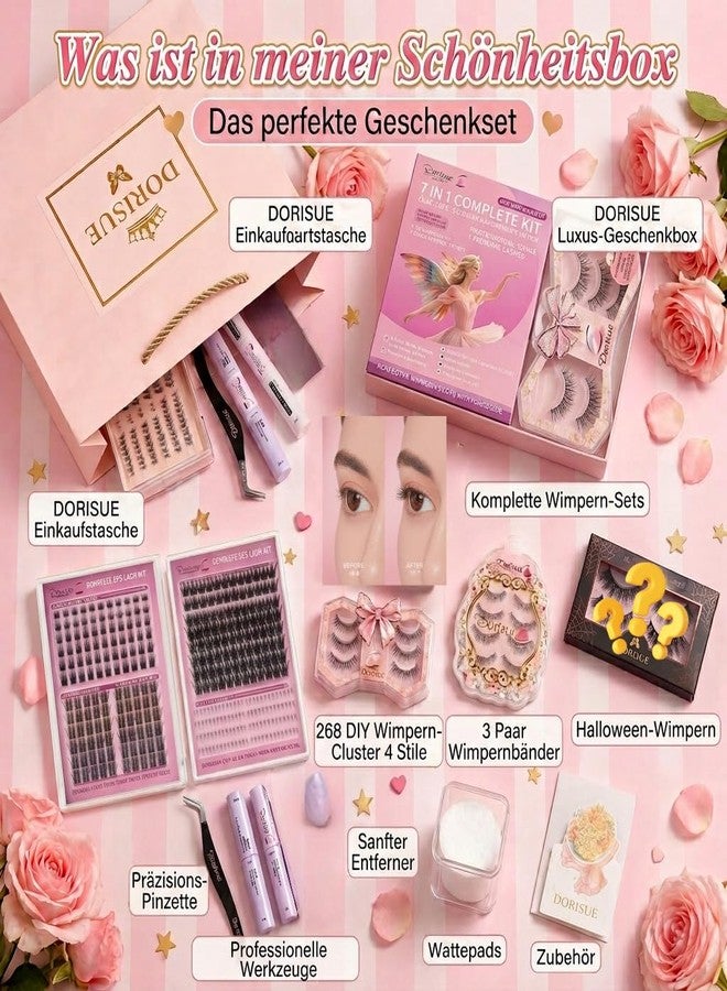 Dorisue Bestie Lash Kit - 400 Pieces with Surprise Inside! | DIY Clusters & Strip Lashes 9 Styles | Rose Gold Tweezers, Remover & Cotton Pads | Complete Gift Set for Women Best Friend Birthday - Image 2