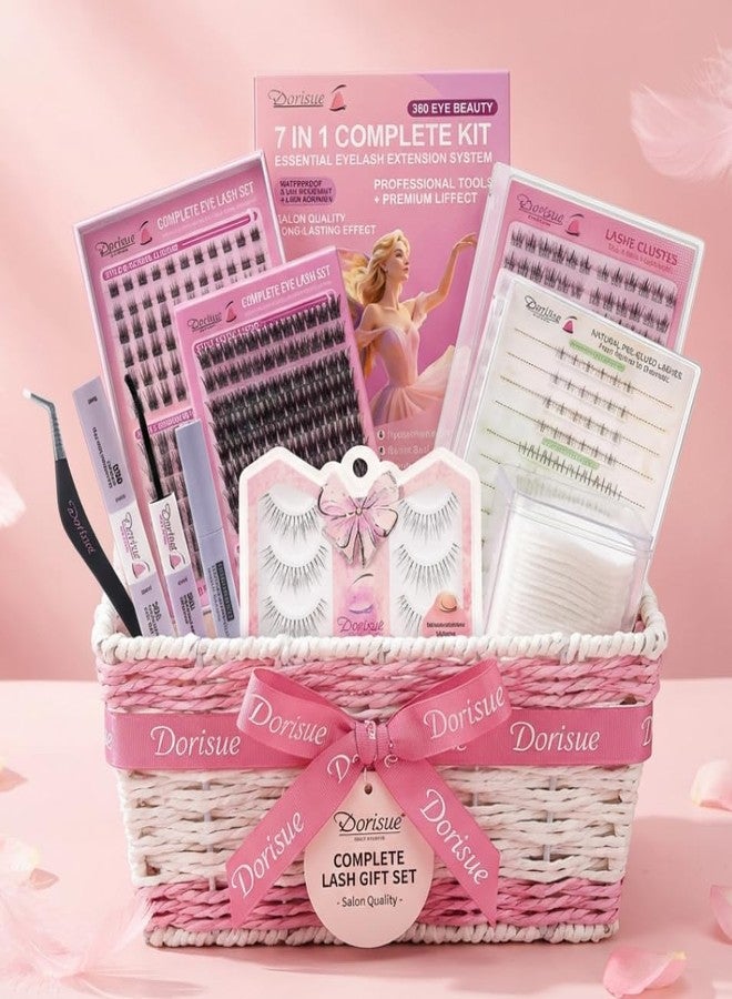 Dorisue Bestie Lash Kit - 400 Pieces with Surprise Inside! | DIY Clusters & Strip Lashes 9 Styles | Rose Gold Tweezers, Remover & Cotton Pads | Complete Gift Set for Women Best Friend Birthday - Image 1