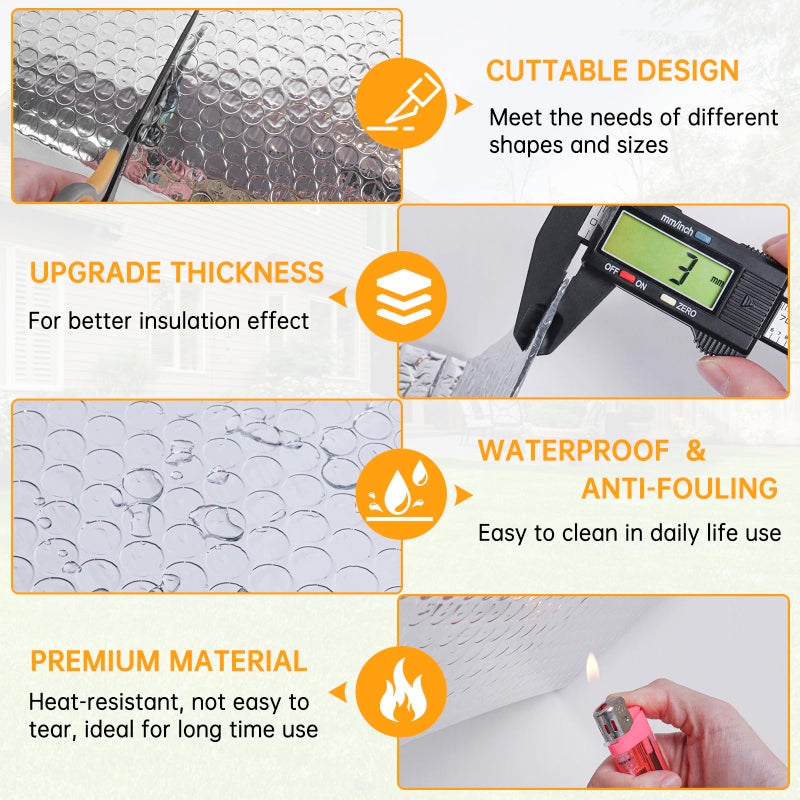 LSGCQ Reflective Foil Insulation, Double Reflective Bubble Insulation Sheet, Aluminum Foil Bubble Shield, Radiant Barrier Roll for RV Windows Weatherproofing (23.6''x 10Ft) - Image 2