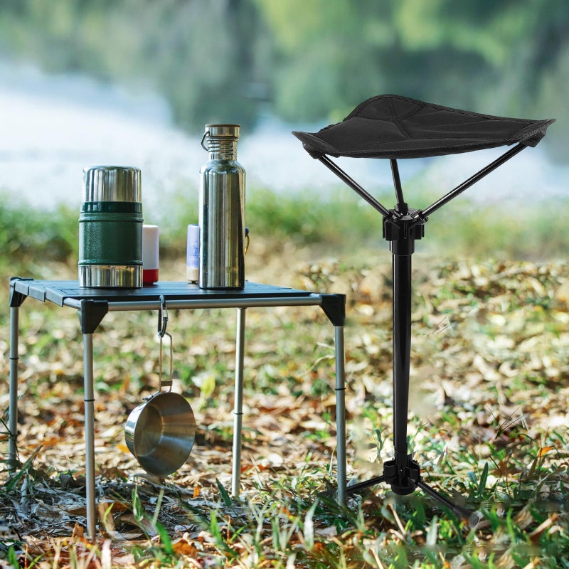 Adjustable Height Folding Tripod Stool Portable Lightweight Outdoor Camping Chair - Image 3