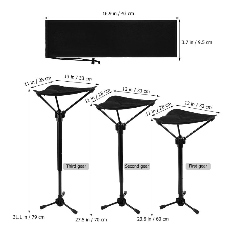 Adjustable Height Folding Tripod Stool Portable Lightweight Outdoor Camping Chair - Image 4