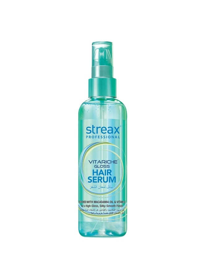 Vitariche Gloss Hair Serum for Women & Men – 100ml | Enriched with Macadamia Oil and Vitamin E | For Gorgeous & Shiny Hair | Helps in Everyday Styling | Adds Shine to Hair
