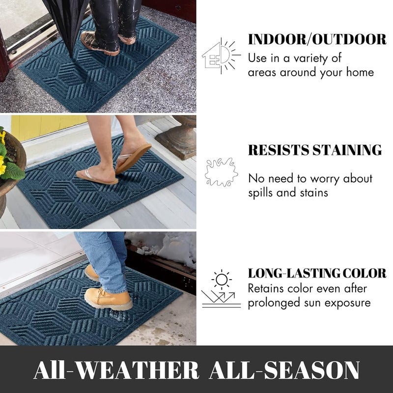 Yimobra Front Entrance Door Mat, All-Season Heavy Duty Outdoor Indoor Entryway Floor Mat, Sturdy Natural Rubber, Non Slip, Resist Dirt, Water Absorption, Easy Clean, 36X24 Inch, Blue - Image 5