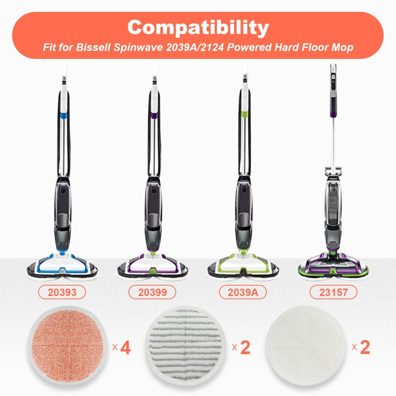 BeiLan Spinwave Mop Pads Replacement Set Compatible with Bissell Spinwave 2039A 2124: 4 Heavy Scrub Pads, 2 Soft Pads, 2 Scrubby Pads by BeiLan (8Pack) - Image 3