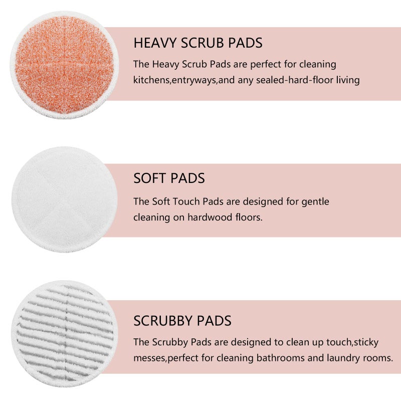 BeiLan Spinwave Mop Pads Replacement Set Compatible with Bissell Spinwave 2039A 2124: 4 Heavy Scrub Pads, 2 Soft Pads, 2 Scrubby Pads by BeiLan (8Pack) - Image 2