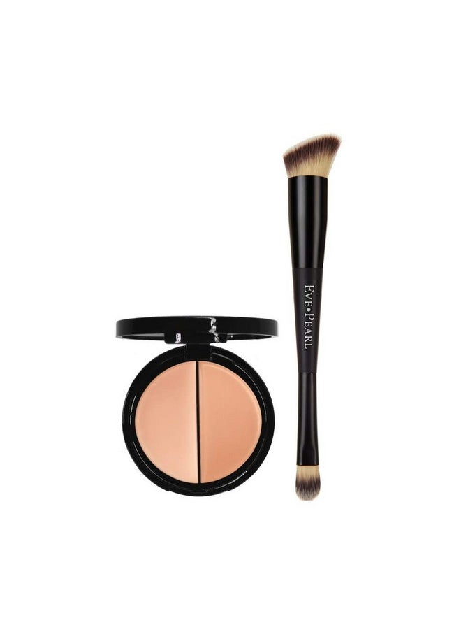 EVE PEARL Dual Salmon Concealer And 202 Concealer Blender Brush Full Coverage Under Brighten Eye Pro Concealer Brush Set Makeup Kit (Medium)  - Image 1