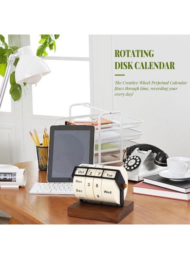 JCD Wooden Rotary Perpetual Desk Calendar, Manual Date Month Week Display for Office & Home Decor - Image 5