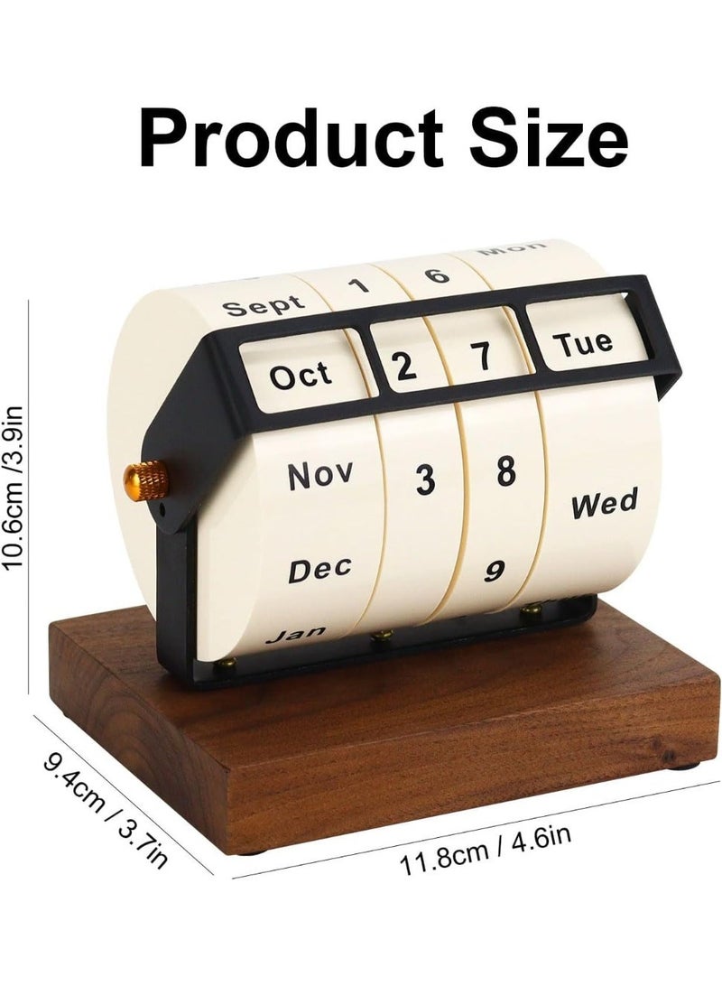 JCD Wooden Rotary Perpetual Desk Calendar, Manual Date Month Week Display for Office & Home Decor - Image 3