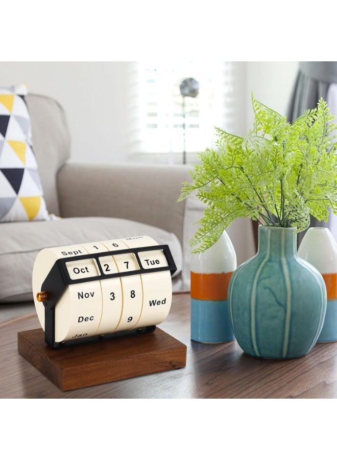 JCD Wooden Rotary Perpetual Desk Calendar, Manual Date Month Week Display for Office & Home Decor - Image 2