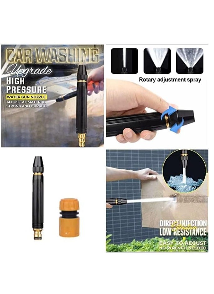 Generic - Water Spray Gun Car Wash Nozzle High Pressure Nozzle Spray Water Gun Water Jet Hose Nozzles Pipe For Gardening, Bike Car Wash Garden Watering Tool Black High Pressure Nozzle with 3 Attachment - Image 1