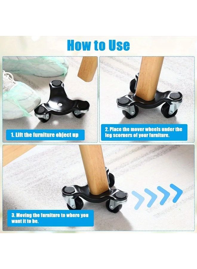 5pcs Heavy Duty Furniture Dolly Set Triangular Swivel Casters Adjustable Height Handle - Image 5