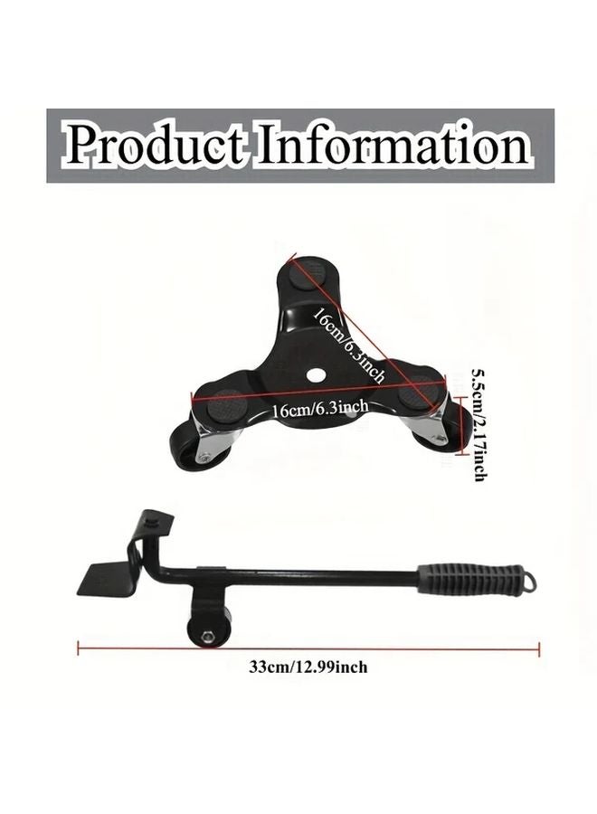 5pcs Heavy Duty Furniture Dolly Set Triangular Swivel Casters Adjustable Height Handle - Image 3