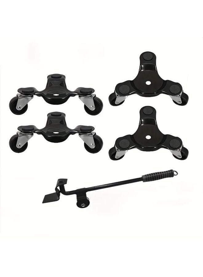 5pcs Heavy Duty Furniture Dolly Set Triangular Swivel Casters Adjustable Height Handle - Image 1