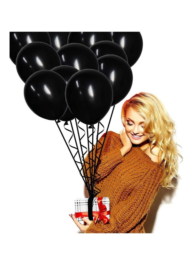 هايلاند 50 قطعة من البالونات السوداء المعدنية لأعياد الميلاد والذكرى السنوية وديكورات حفلات استقبال المولود الجديد - Image 3