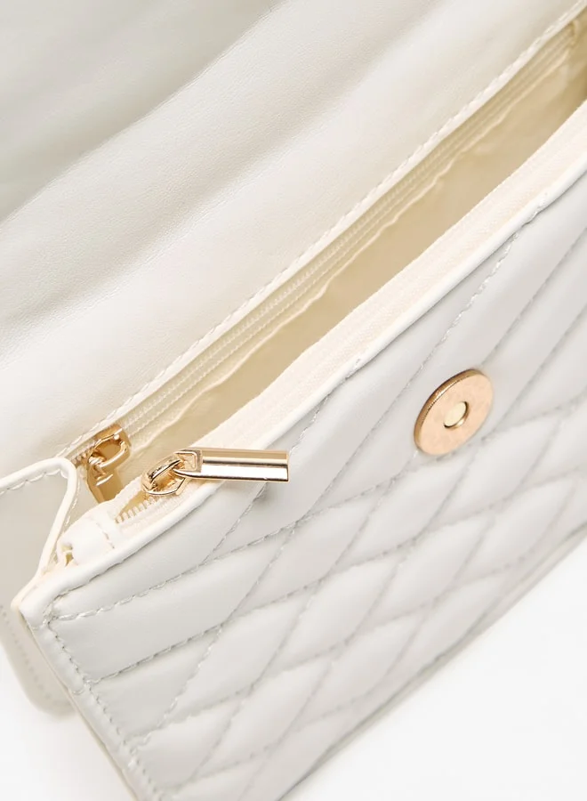 Flora Bella By Shoexpress Quilted Satchel Bag with Grab Handle and Chain Strap