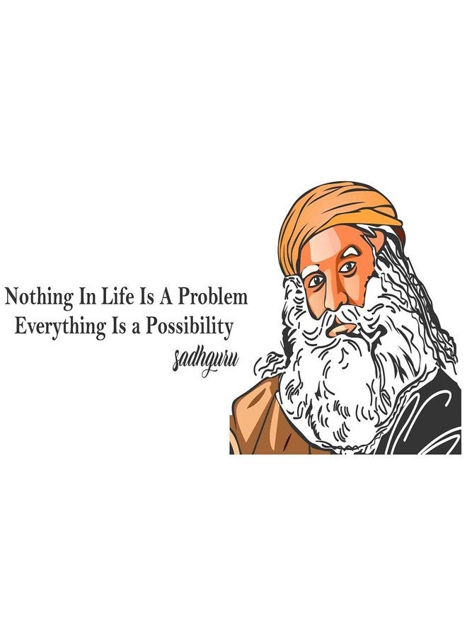 Wallzone ملصق حائط فينيل متوسط الحجم من Wallzone Sadhguru (100 سم × 40 سم) - Image 1