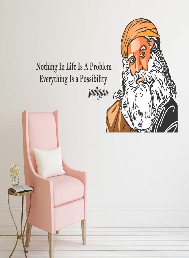 Wallzone ملصق حائط فينيل متوسط الحجم من Wallzone Sadhguru (100 سم × 40 سم) - Image 4