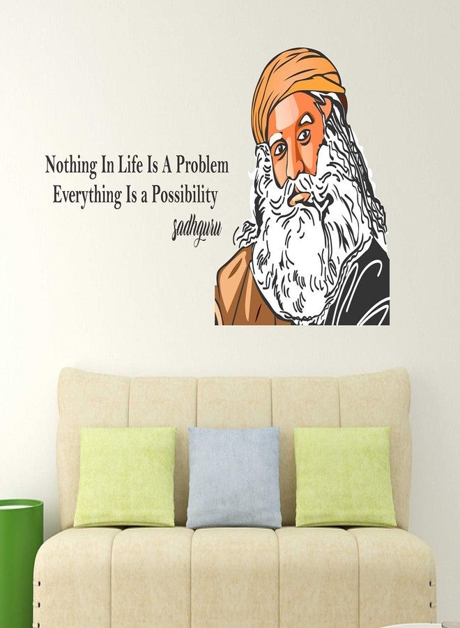 Wallzone ملصق حائط فينيل متوسط الحجم من Wallzone Sadhguru (100 سم × 40 سم) - Image 2