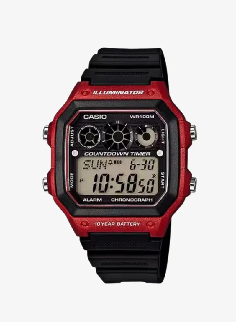 Casio Men's Digital Display Watch With Black Resin Strap - AE-1300WH-4A