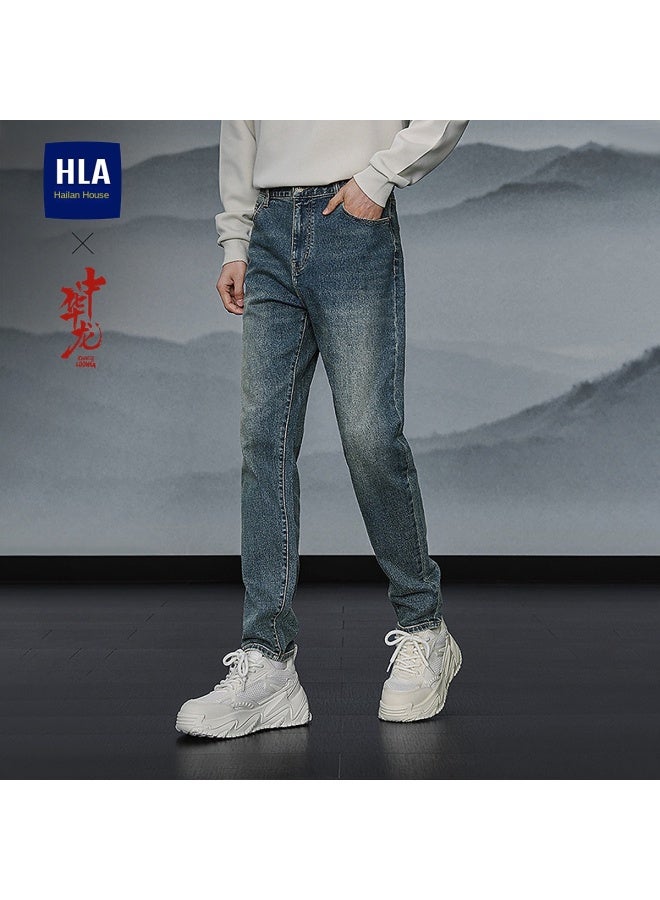 HLA Comfortable Slim Fit】25 Spring And Autumn Chinese Dragon Five-pocket Breathable And Durable Men's Jeans - Image 2
