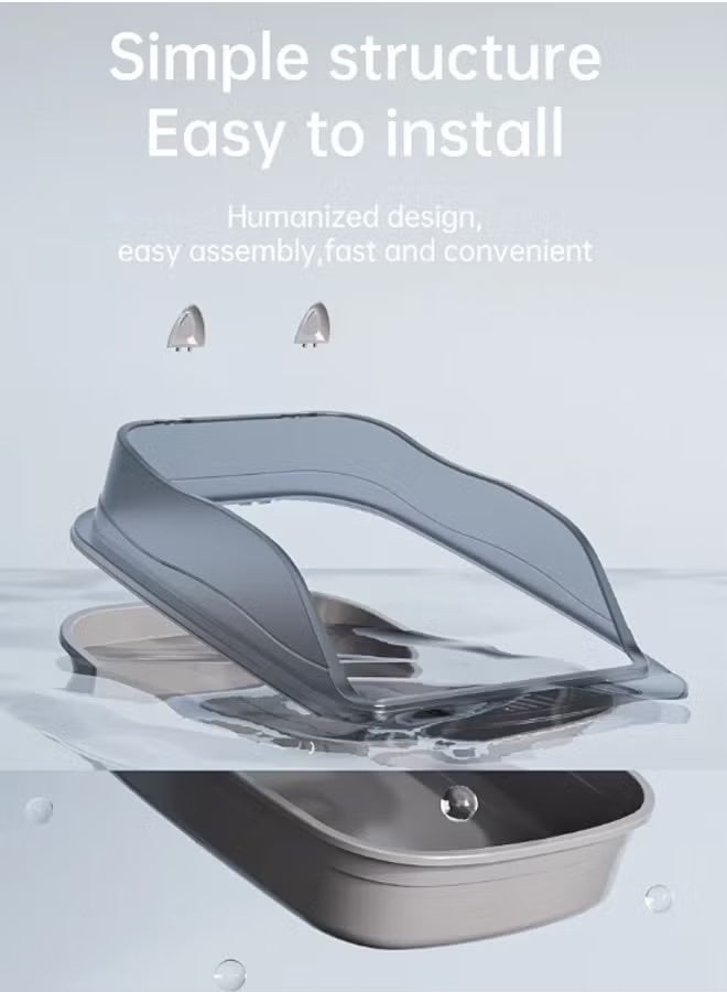 Vividorad Cat Litter Box,Open Type Cat Litter Box,Extra Large Litter Box for Big Cats,Anti-Splashing Cats Litter Pan Semi-Enclosed Removable Cats Litter Boxes with Litter Sifting Scoop,Litter Pan High Sided,Top Opening Litter Pan for Small to Big Cats,Splash Proof and Easy Clean,Non-Sticky,with Free Scoop Kitten  - Image 4