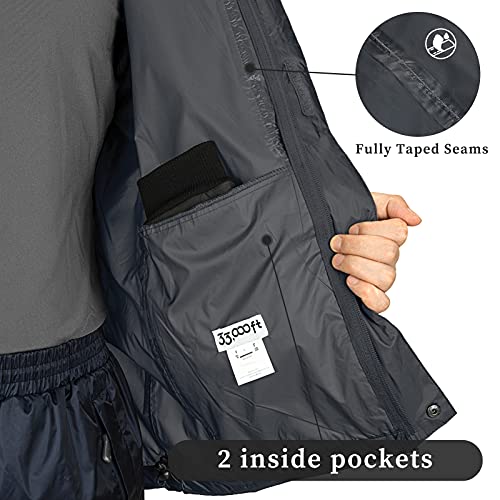 33,000ft Packable Rain Jacket Men's Lightweight Waterproof Rain Shell Jacket Raincoat with Hood for Golf Cycling Windbreaker - Image 4