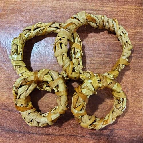 Gachwala, Organic Handwoven Hay Chew Rings for Small Animals (Pack of 4) – Perfect for Rabbits, Guinea Pigs, Hamsters, Chinchillas, and Gerbils – Chew Toy to Promote Dental Health - Image 2