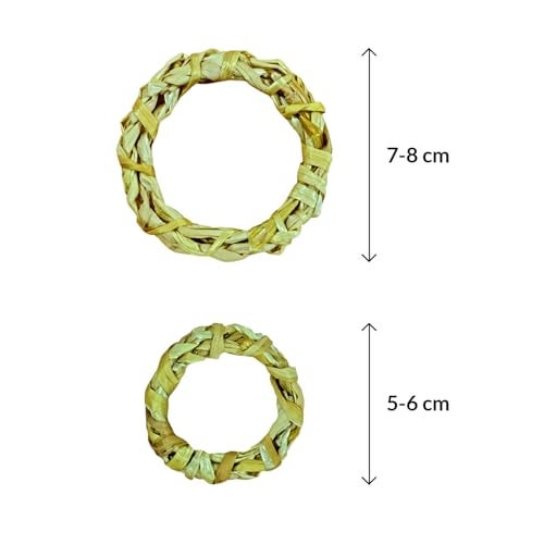Gachwala, Organic Handwoven Hay Chew Rings for Small Animals (Pack of 4) – Perfect for Rabbits, Guinea Pigs, Hamsters, Chinchillas, and Gerbils – Chew Toy to Promote Dental Health - Image 3