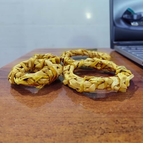 Gachwala, Organic Handwoven Hay Chew Rings for Small Animals (Pack of 4) – Perfect for Rabbits, Guinea Pigs, Hamsters, Chinchillas, and Gerbils – Chew Toy to Promote Dental Health - Image 4