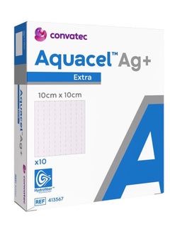 convatec 10 pieces of Aquasil silver bandage with hydrofiber technology, size 10cm x 10cm 