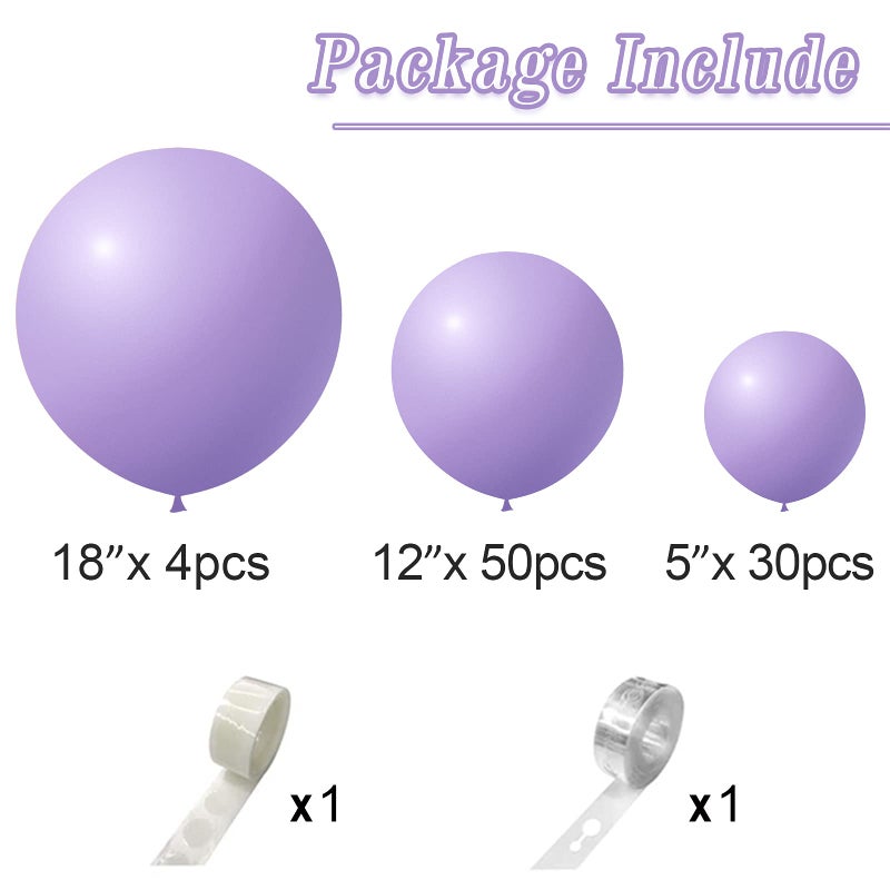 LYVEEF Purple Balloons 84 Pcs Arch Kit - Light Purple & Pastel Shades - 5", "12", "18 Inch - Happy Birthday & Baby Shower Decorations - Image 2
