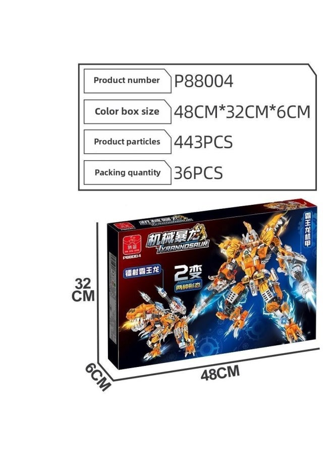 null - Spelling P88004 Building Blocks Assembled Laser Tyrannosaurus Rex Can Change Tyrannosaurus Rex Mecha Selection Must Send Gifts To Boys-Color:P88004 Tyrannosaurus Rex Mecha 2 Becomes To 443 Particles - Image 1